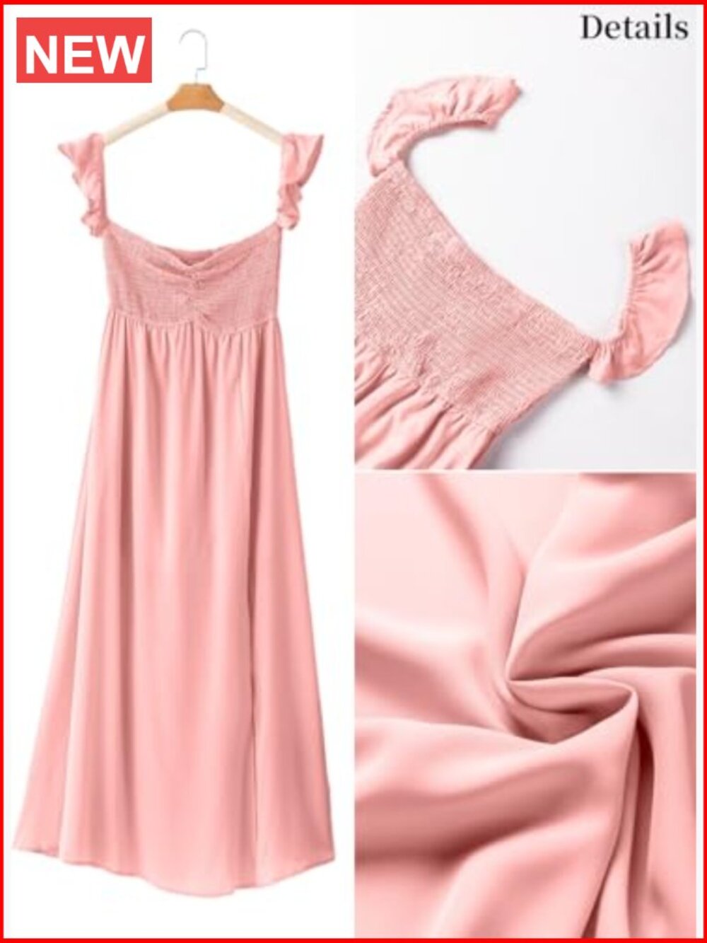 Smocked Off Shoulder Ruffle Maxi Dress Side Slit - Picture 6 of 7